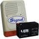 SIGNAL PS-128A + 7Ah akkumulátor Kültéri hang-fényjelző szabotázsvédett fémházban, 115dB + 12V 7Ah akkumulátor.