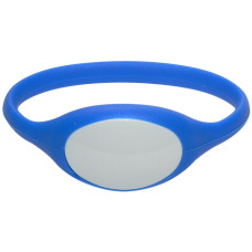 SOYAL AM Wristband No.5 13.56 MHz kék Proximity szilikon karkötő, ovális, vízálló, F08, 13.56MHz, kék/fehér.