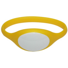 SOYAL AM Wristband No.5 13.56 MHz sárga Proximity szilikon karkötő, ovális, vízálló, F08, 13.56MHz, sárga/fehér.