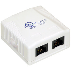 UTP-CAT.6 falonk&iacute;v&uuml;li dupla aljzat 2 x RJ45, Cat.6 aljzat, &aacute;rny&eacute;kolatlan, falon k&iacute;v&uuml;li, felcsavarozhat&oacute;, ragaszthat&oacute;.