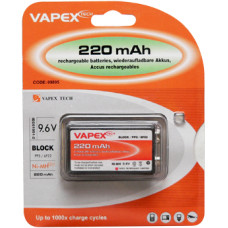 VAPEX 1VTE220PP3 PP3 m&eacute;retű, NiMH akkumul&aacute;tor, 9.6V, 220mAh.