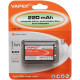 VAPEX 1VTE220PP3 PP3 méretű, NiMH akkumulátor, 9.6V, 220mAh. VAPEX 1VTE220PP3 PP3 méretű, NiMH akkumulátor, 9.6V, 220mAh.