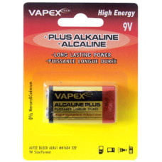 VAPEX 9V PLUS Alkaline PP3 m&eacute;retű, tart&oacute;selem, 6F22, 9V.