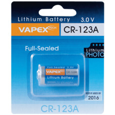 VAPEX CR-123A L&iacute;tium CR123A m&eacute;retű, Li-MnO2 elem, 3.0V, 1400mAh.