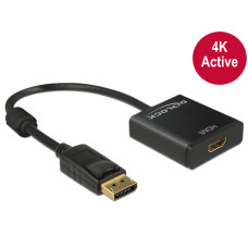 DELOCK Átalakító Displayport 1.2 male to HDMI female 4K aktív, fekete DELOCK Átalakító Displayport 1.2 male to HDMI female 4K aktív, fekete