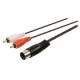 Valueline DIN hang adapterkábel, 5-érintkezős DIN dugasz – 2x RCA dugasz, 1,00 m, fekete