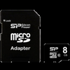 SILICON POWER Micro SDHC Card 8GB (Class 10) with SD Adapter SP008GBSTH010V10-SP