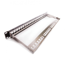 KE-LINE Patch panel 1U, fekete, &uuml;res, 24 db keystone jack sz&aacute;m&aacute;ra KEP-EMPTY-S
