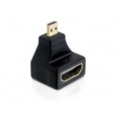 Delock HDMI micro D Ethernet - HDMI M/F adapter 90&deg;-os fekete