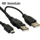 USB 2.0 Y kábel - 2x USB AM + 1x miniUSB 5pin Goobay 93587 USB 2.0 Y kábel - 2x USB AM + 1x miniUSB 5pin Goobay 93587