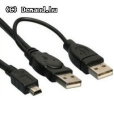 USB 2.0 Y k&aacute;bel - 2x USB AM + 1x miniUSB 5pin Goobay 93587