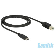Delock 1m USB Type-C 2.0 apa - USB 2.0 B típusú apa fekete kábel 83601 Delock 1m USB Type-C 2.0 apa - USB 2.0 B típusú apa fekete kábel 83601