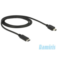 Delock 1m USB Type-C 2.0 apa - USB 2.0 mini-B típusú apa fekete kábel 83603 Delock 1m USB Type-C 2.0 apa - USB 2.0 mini-B típusú apa fekete kábel 83603