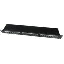 Gembird 19'' patch panel 24 port 1U cat.6 with rear cable management, black NPP-C624-002
