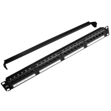 Gembird 19'' patch panel 24 port 1U cat.6 with rear cable management, black NPP-C624CM-001