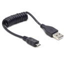 Gembird micro USB cable 2.0 coiled cable black 0.6m CC-MUSB2C-AMBM-0.6M