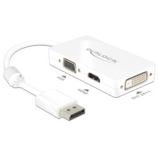 Delock Adapter Displayport 1.1-dug&oacute;s csatlakoz&oacute;  VGA / HDMI / DVI-csatlakoz&oacute;h&uuml;vely passz&iacute;v feh&eacute;r 62655