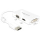 Delock Adapter Displayport 1.1-dugós csatlakozó  VGA / HDMI / DVI-csatlakozóhüvely passzív fehér 62655