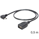 Delock USB mini apa forgatott  USB 2.0-A anya OTG kábel, 50 cm 83356