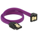 Delock SATA cable 6 Gb/s 30 cm down / straight metal purple Premium 83695