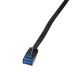 LogiLink CAT5e UTP Flat Patch Cable, AWG 30, blue colour RJ45 short plug, black, 0,25M CP0132B