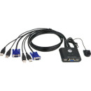 ATEN CS22U 2-Port USB KVM Switch, Remote port selector, 0.9m cables CS22U-AT