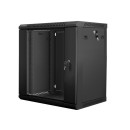 Lanberg 19'' fali rack szekrény 12U 600x450mm fekete (üvegajtó) WF01-6412-10B