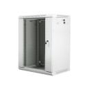 Lanberg 19'' fali rack szekrény 15U 600x450mm szürke (üvegajtó) WF01-6415-10S