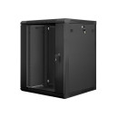 Lanberg 19'' fali rack szekrény 15U 600x600mm fekete (üvegajtó) WF01-6615-10B