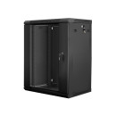 Lanberg 19'' fali rack szekrény 18U 600x450mm fekete (üvegajtó) WF01-6418-10B