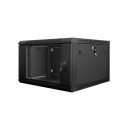 Lanberg 19'' fali rack szekrény 6U 600x600mm fekete (üvegajtó) WF01-6606-10B