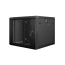 Lanberg 19'' fali rack szekrény 9U 600x600mm fekete (üvegajtó) WF01-6609-10B