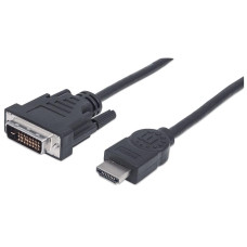 Manhattan HDMI Cable, HDMI Male to DVI-D 24+1 Male, Dual Link, Black, 1,8m 372503