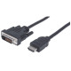 Manhattan HDMI Cable, HDMI Male to DVI-D 24+1 Male, Dual Link, Black, 1,8m 372503