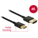Delock Cable High Speed HDMI with Ethernet - HDMI-A male  HDMI Mini-C male 3D 4K 2 m Slim Premium 84778