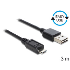 Delock EASY-USB 2.0 -A apa USB 2.0 micro-B apa kábel, 3 m 83368 Delock EASY-USB 2.0 -A apa USB 2.0 micro-B apa kábel, 3 m 83368