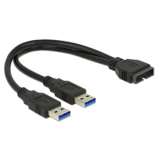 Delock Cable USB 3.0 Pin header male  2 x USB 3.0 Type-A male 25 cm 83910