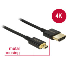 Delock Nagysebess&eacute;gű HDMI-k&aacute;bel Ethernettel - HDMI-A-csatlakoz&oacute;dug&oacute;  HDMI Micro-D-csatlakoz&oacute;dug&oacute;,3D 84781