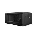 Lanberg 19'' fali rack szekrény 4U 600x450mm fekete (üvegajtó) WF01-6404-10B