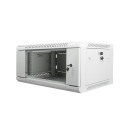 Lanberg 19'' fali rack szekrény 4U 600x450mm szürke (üvegajtó) WF01-6404-10S