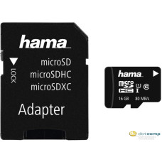 HAMA 16GB SD micro (SDHC Class 10 UHS-I) mem&oacute;ria k&aacute;rtya adapterrel 124138