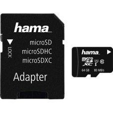 HAMA 64GB SD micro (SDXC Class 10 UHS-I)  mem&oacute;ria k&aacute;rtya adapterrel 124140