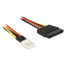 Delock Power Cable SATA 15 pin male  4 pin floppy male 24 cm 83877