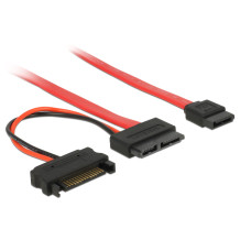 Delock Cable Slim SATA female  SATA 7 pin + SATA 15 pin 5 V 30 cm 84800