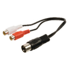 Valueline DIN hang adapterk&aacute;bel, 5-&eacute;rintkezős DIN dugasz ? 2x RCA aljzat, 0,20 m, fekete