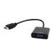 Gembird adapter HDMI-A(M) -VGA (F) + audio, on cable, black A-HDMI-VGA-03