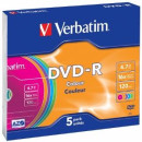 Verbatim DVD-R [ slim jewel case 5   4.7GB   16x   színes ] 43557