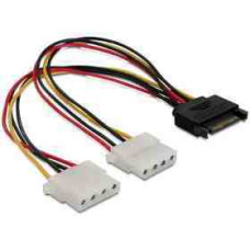 DELOCK T&aacute;p &aacute;talak&iacute;t&oacute; SATA 15pin male - 2x 4pin Molex female 20cm (65159)