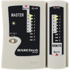 K&aacute;belvizsg&aacute;l&oacute; k&eacute;sz&uuml;l&eacute;k, k&aacute;belteszter, RJ-45/RJ-11-hez, Basetech BT-100