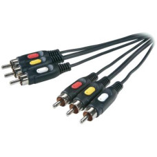 AV kábel 3 x RCA dugó/dugó, 3 m, fekete, SpeaKa Professional 50306